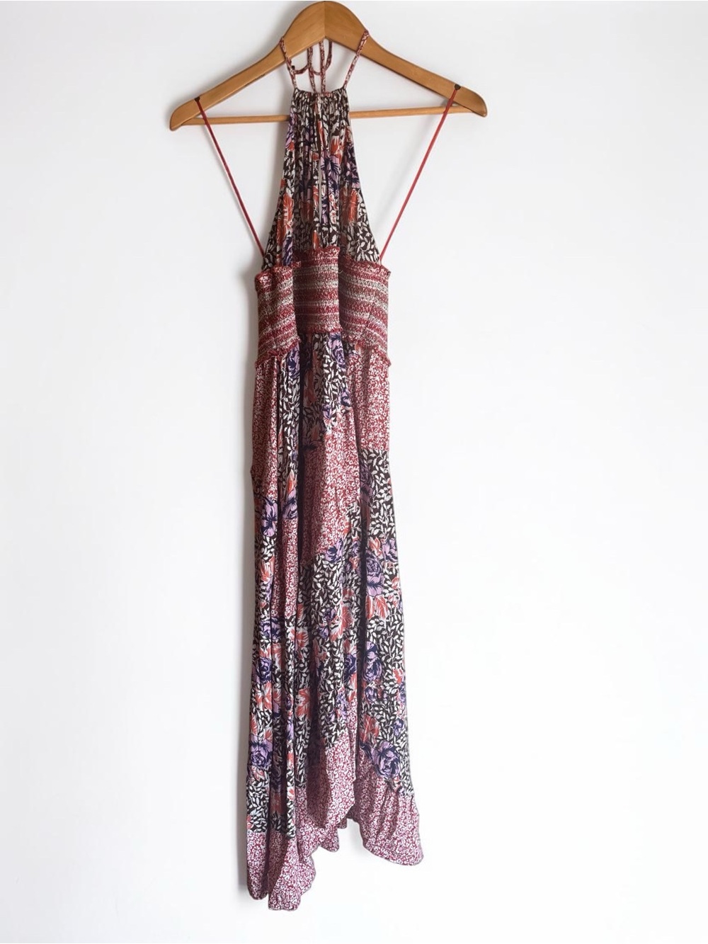 Free People Womens Gabriela Patchwork Printed Halter Slip Dress Size Large NWT L